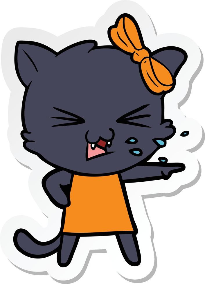 sticker of a cartoon cat vector