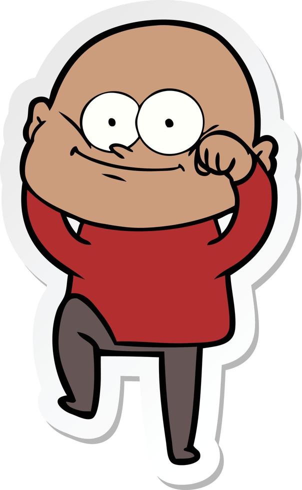 sticker of a cartoon bald man staring vector