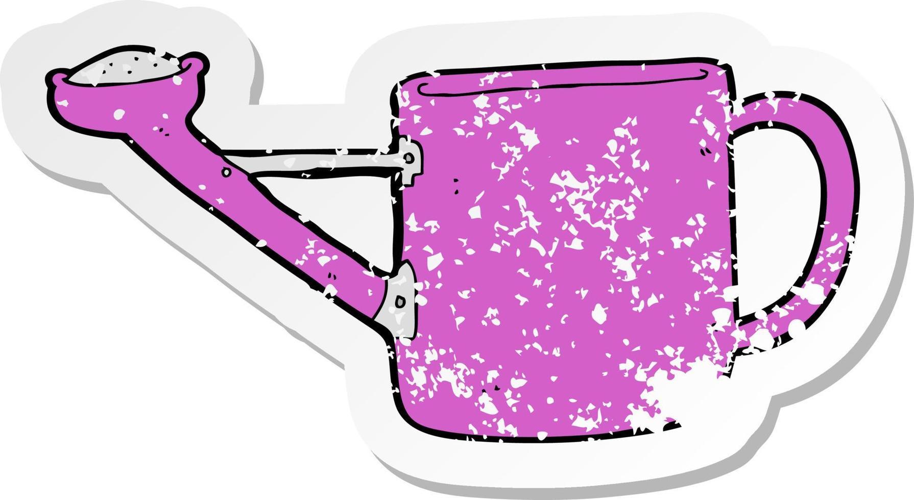 retro distressed sticker of a watering can cartoon vector