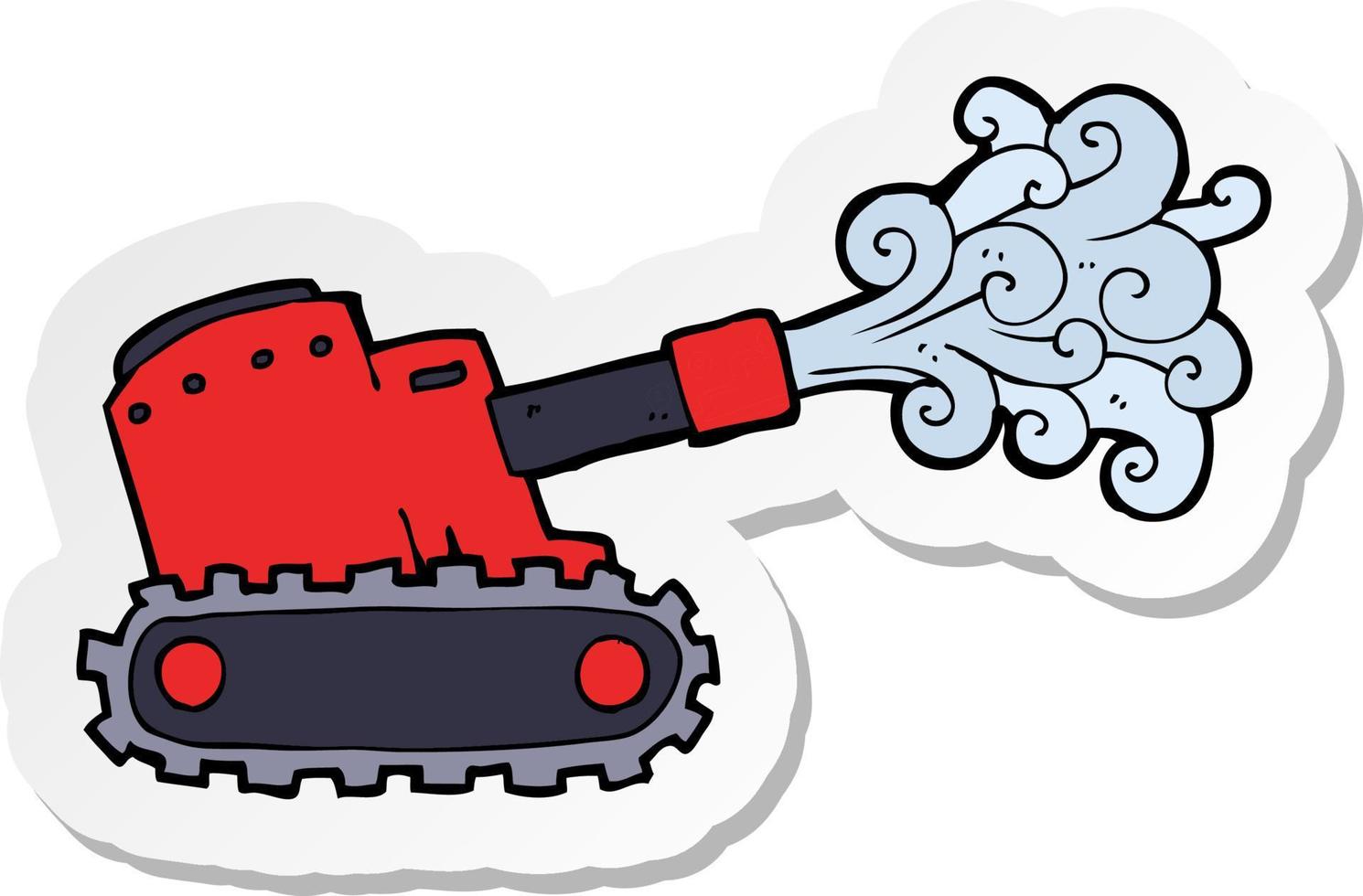 sticker of a cartooon army tank vector