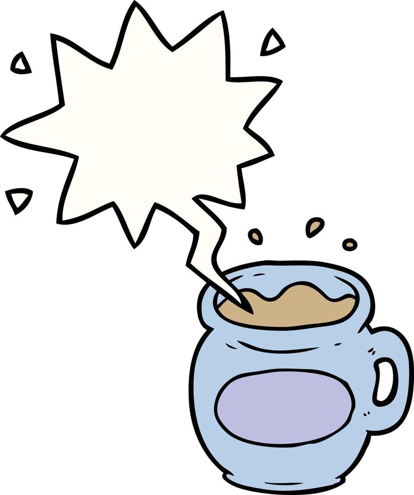 cartoon mug of coffee and speech bubble vector