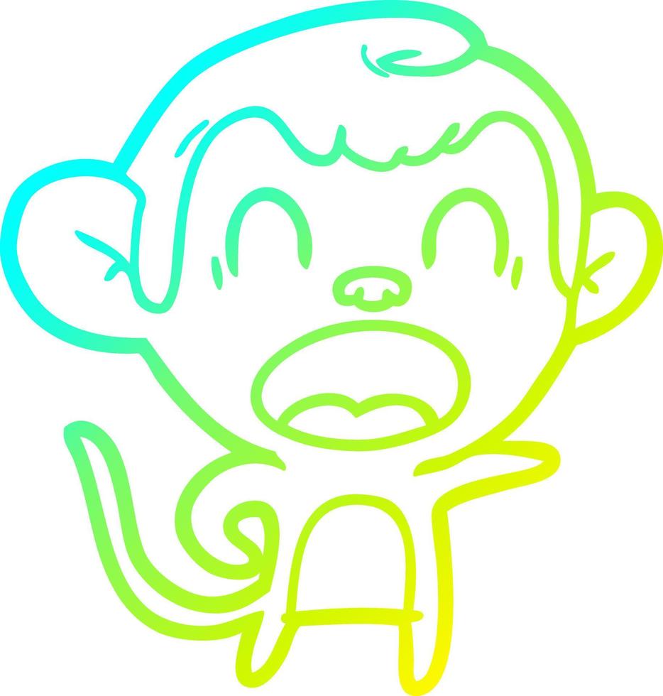 cold gradient line drawing shouting cartoon monkey vector