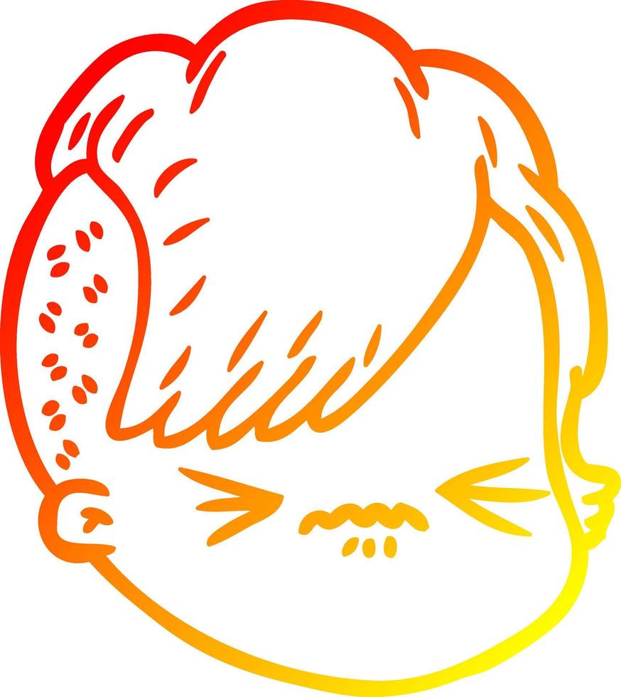 warm gradient line drawing cartoon female face vector