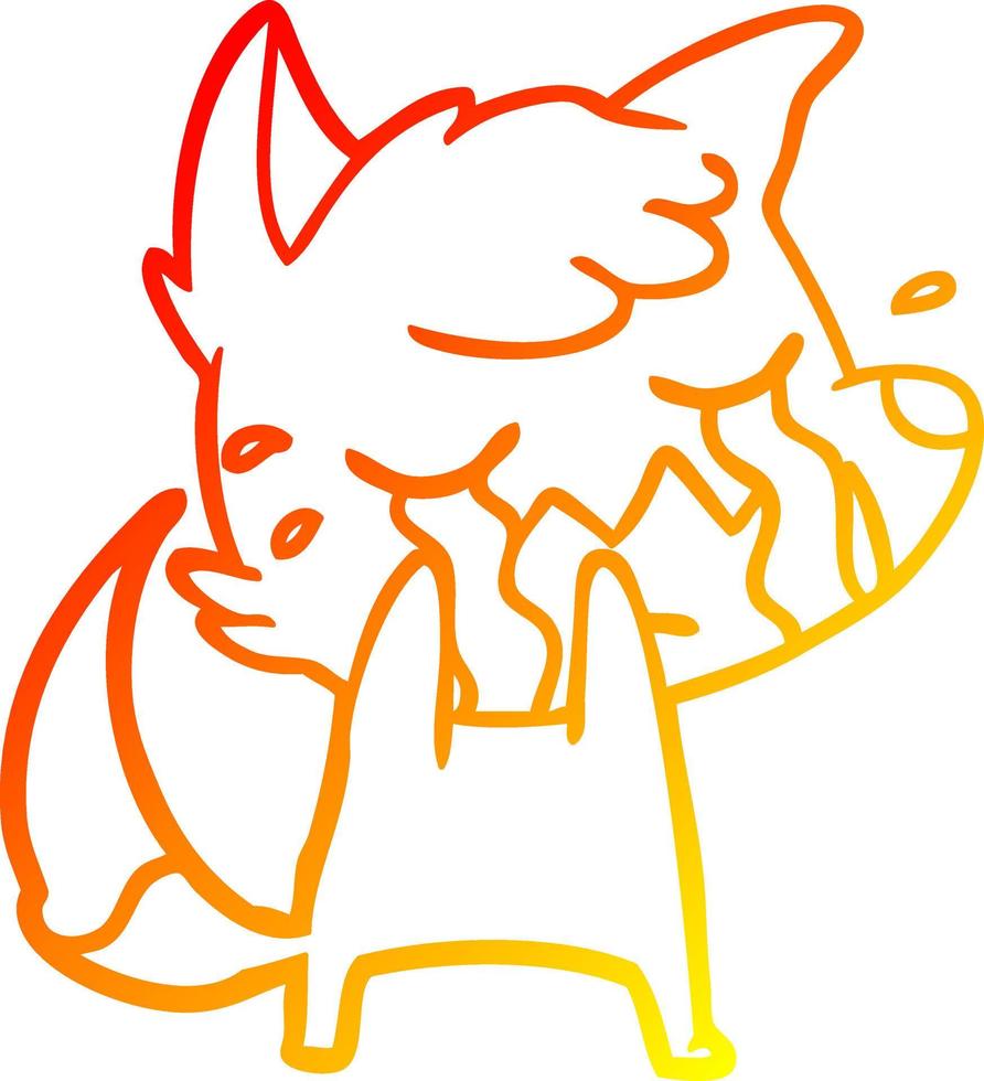 warm gradient line drawing crying fox cartoon vector