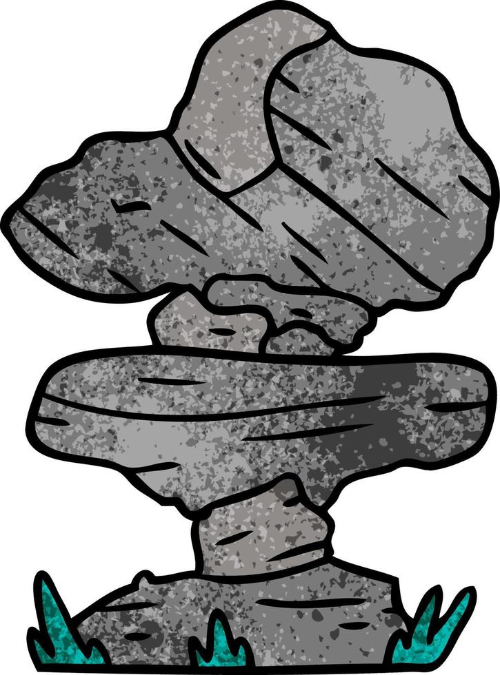 textured cartoon doodle of grey stone boulders vector