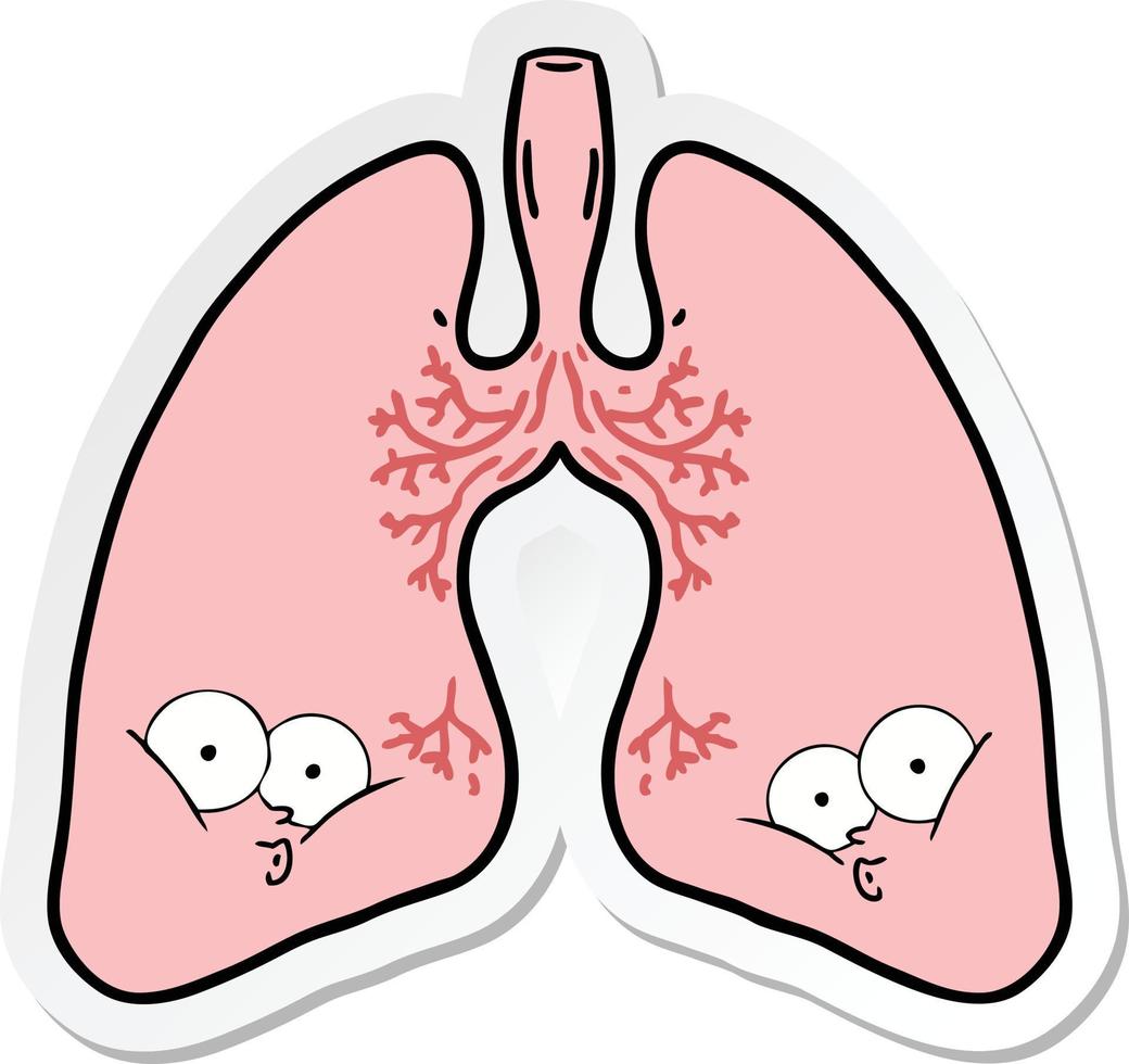 pegatina de los pulmones de una caricatura vector