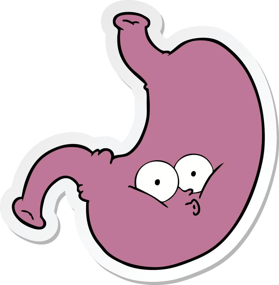 pegatina de un estómago hinchado de dibujos animados vector
