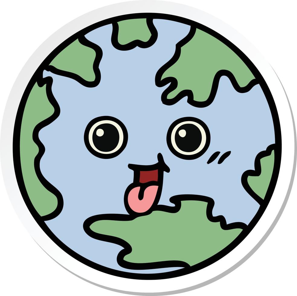 sticker of a cute cartoon planet earth 10566824 Vector Art at Vecteezy