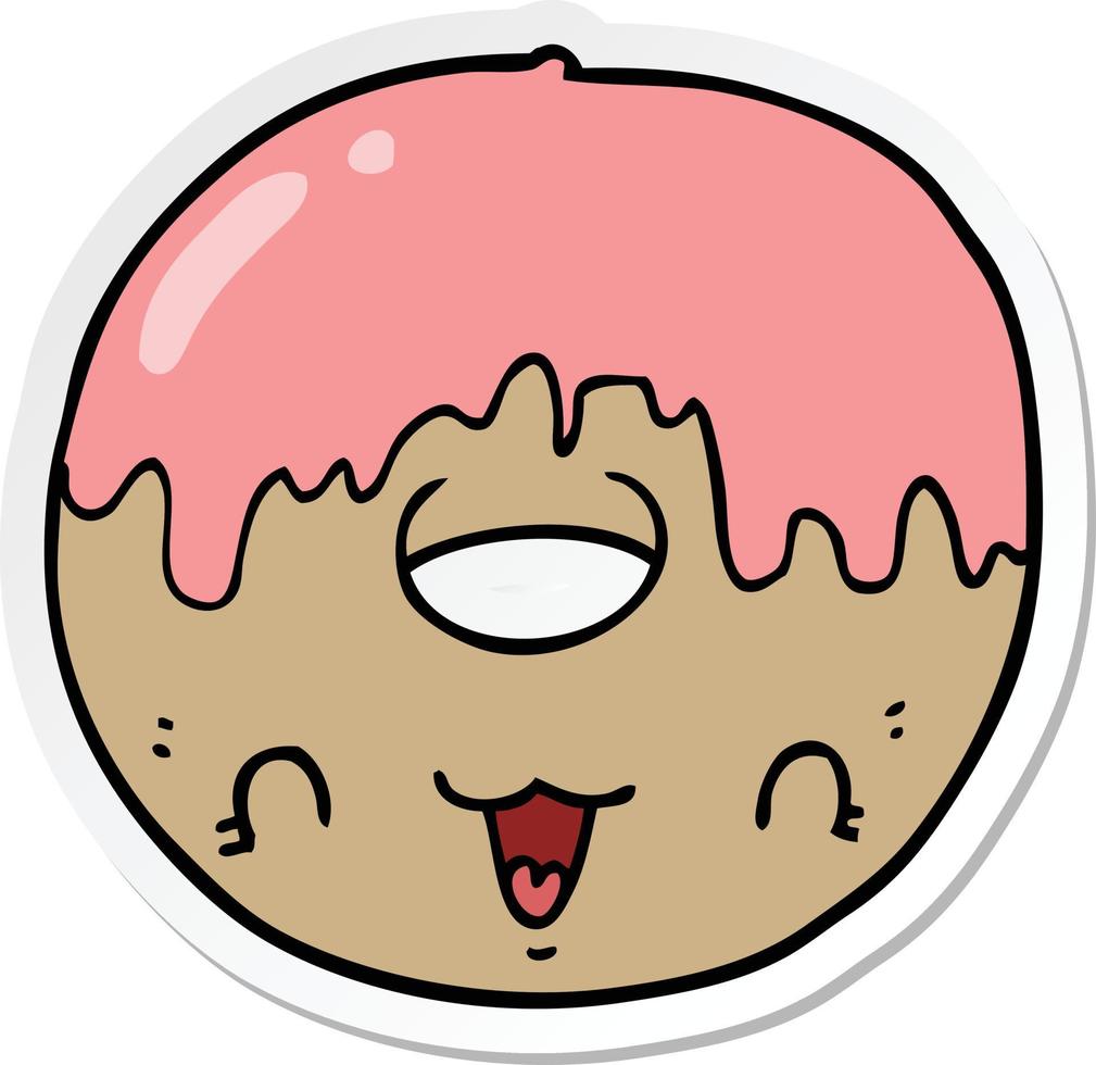 sticker of a cute cartoon donut vector