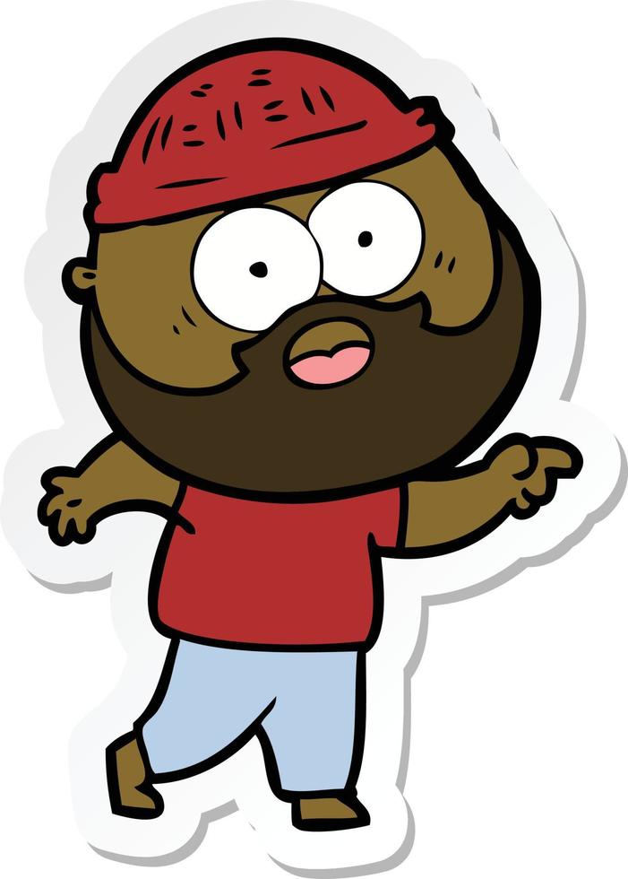 sticker of a cartoon bearded man vector