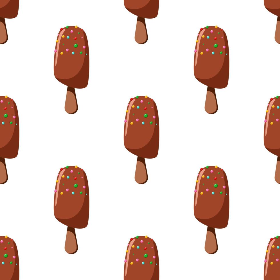 Seamless pattern of chocolate ice cream on a stick. Vector illustration