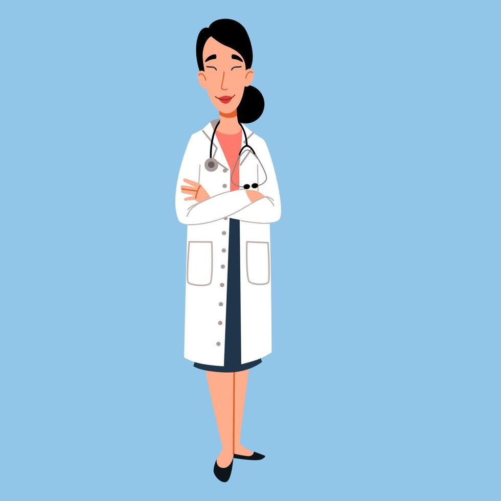 el personaje de una doctora de nacionalidad asiática en pleno crecimiento. vector