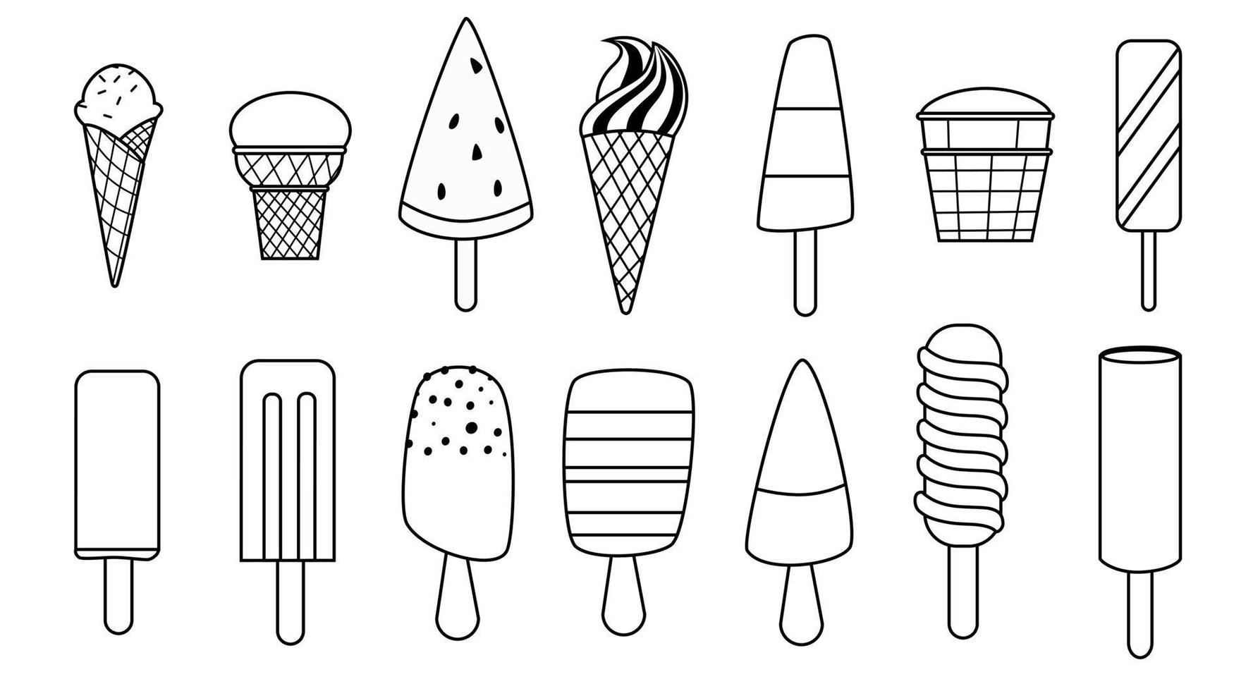 A set of delicious ice cream. Sweet summer treat with different flavors. vector