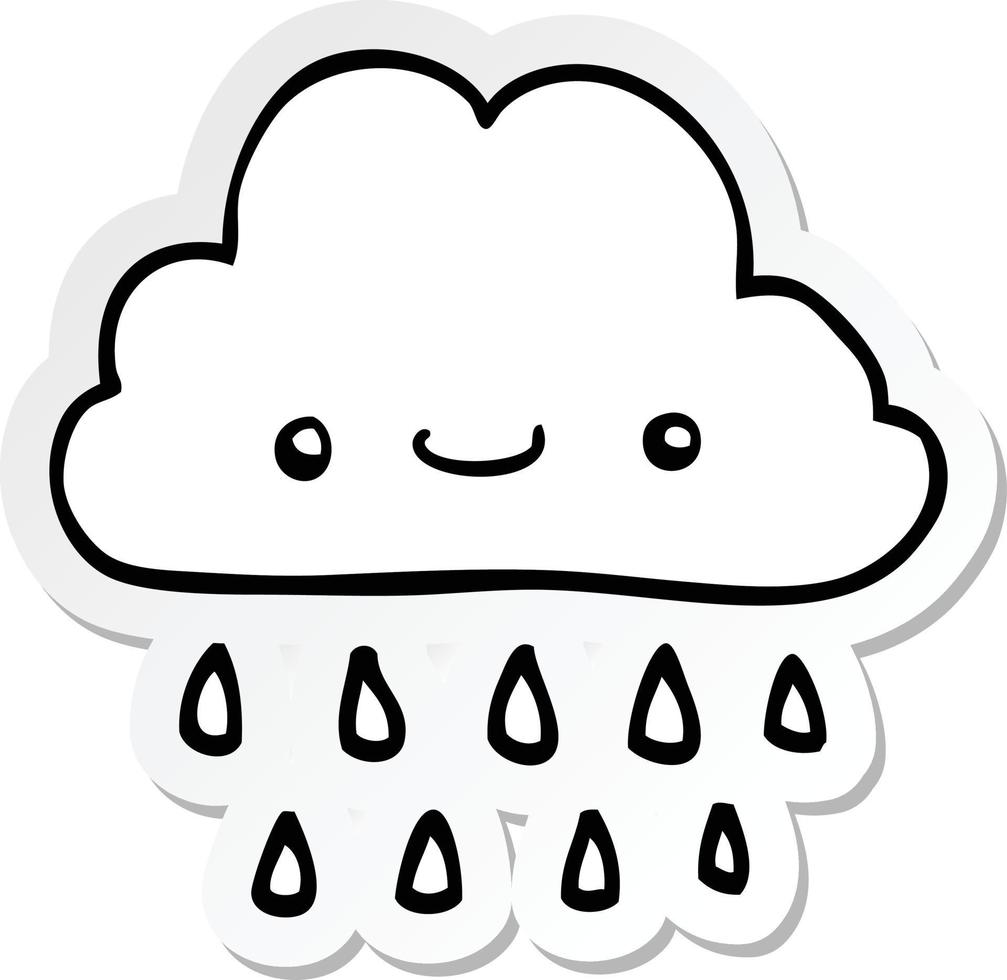 sticker of a cartoon storm cloud vector