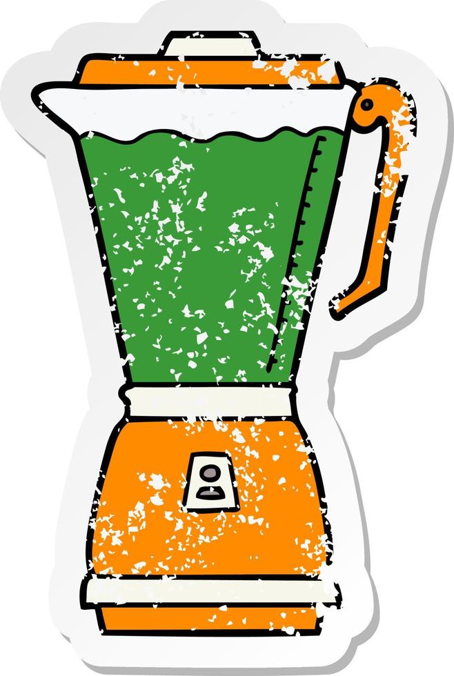 distressed sticker of a cartoon food processor vector