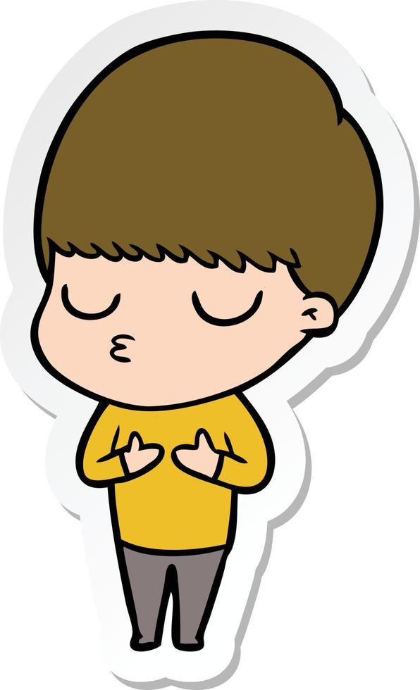 sticker of a cartoon calm boy vector