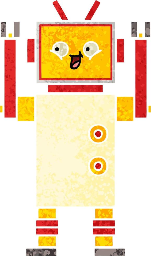 retro illustration style cartoon robot vector