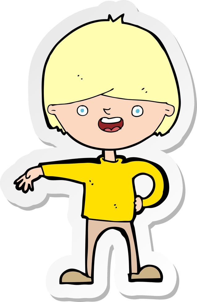 sticker of a cartoon happy man vector