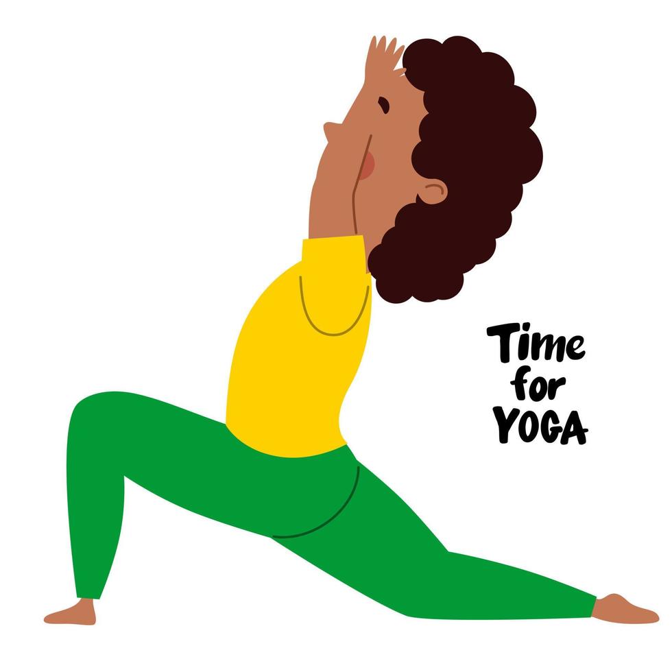An afro-american girl stands in the pose of a warrior. vector