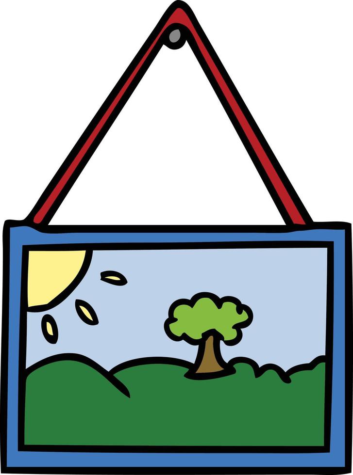 cartoon doodle of a picture in frame vector