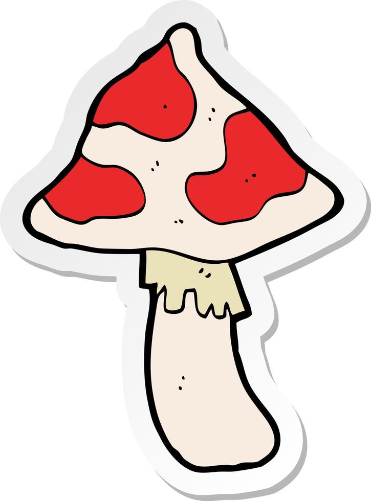 sticker of a cartoon toadstool vector