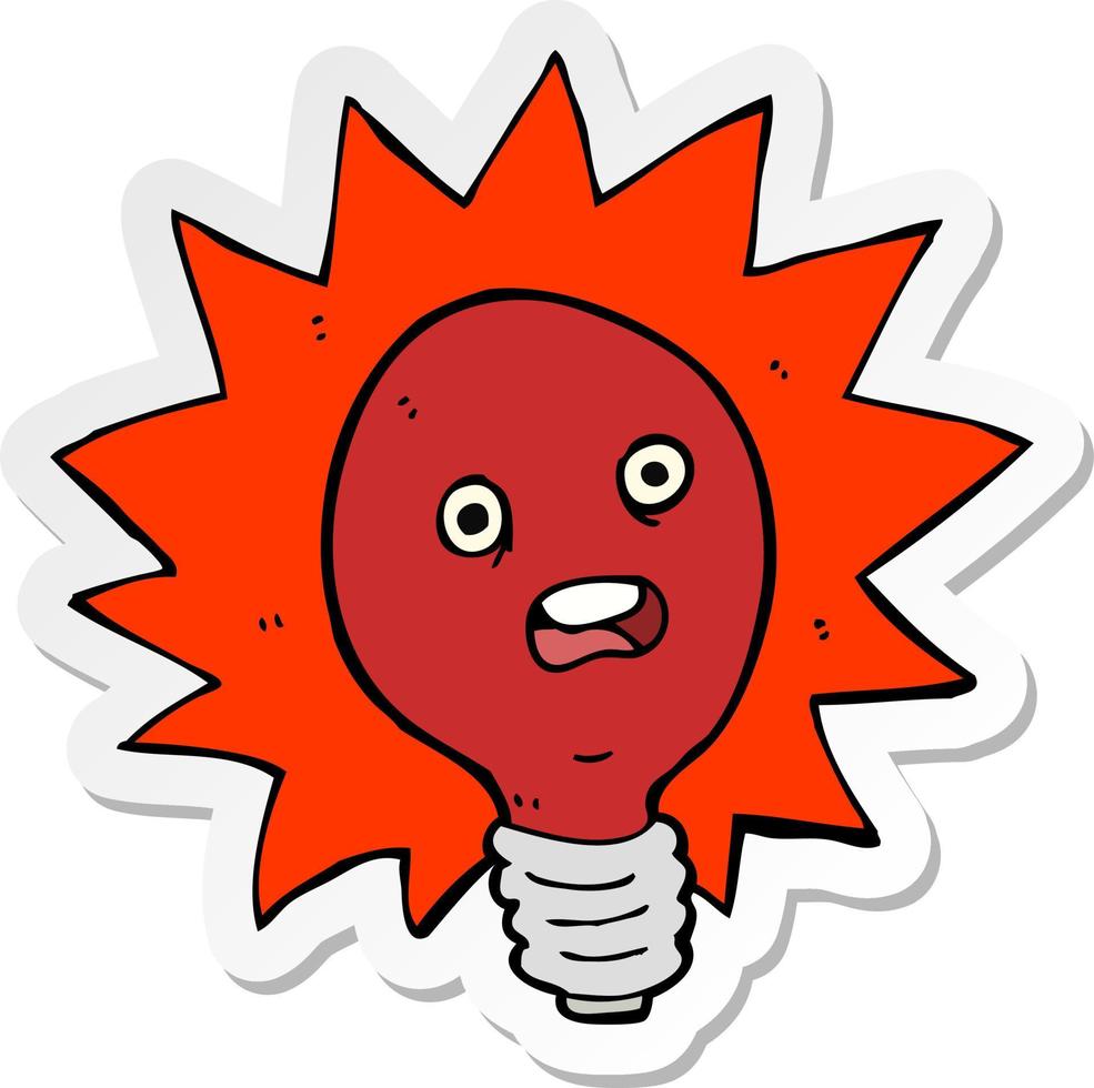 sticker of a cartoon red lightbulb vector