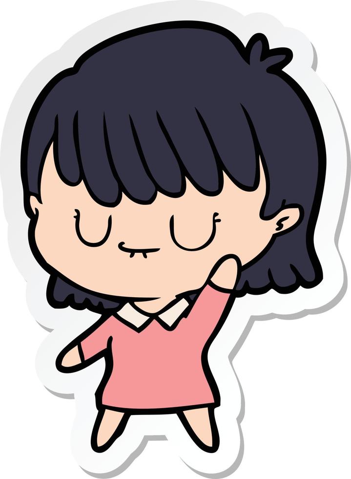 sticker of a cartoon woman vector