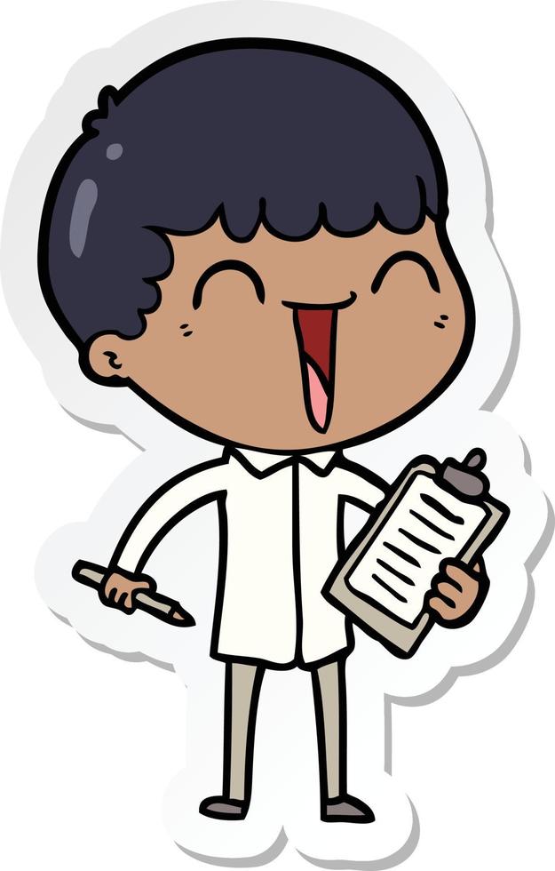 sticker of a cartoon happy man vector