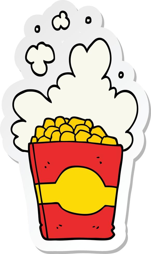 sticker of a cartoon popcorn vector