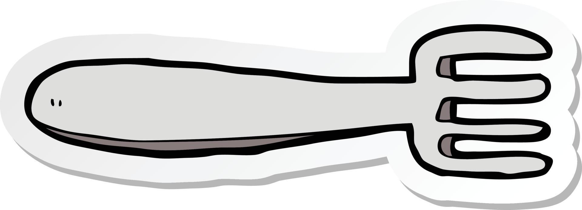 sticker of a cartoon fork vector