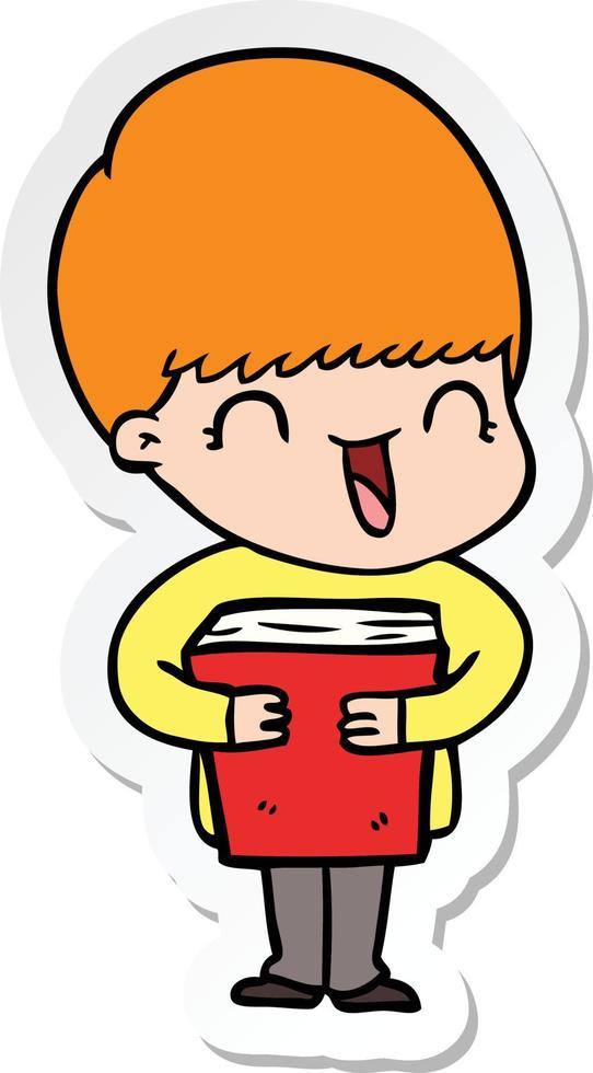 sticker of a happy cartoon boy vector