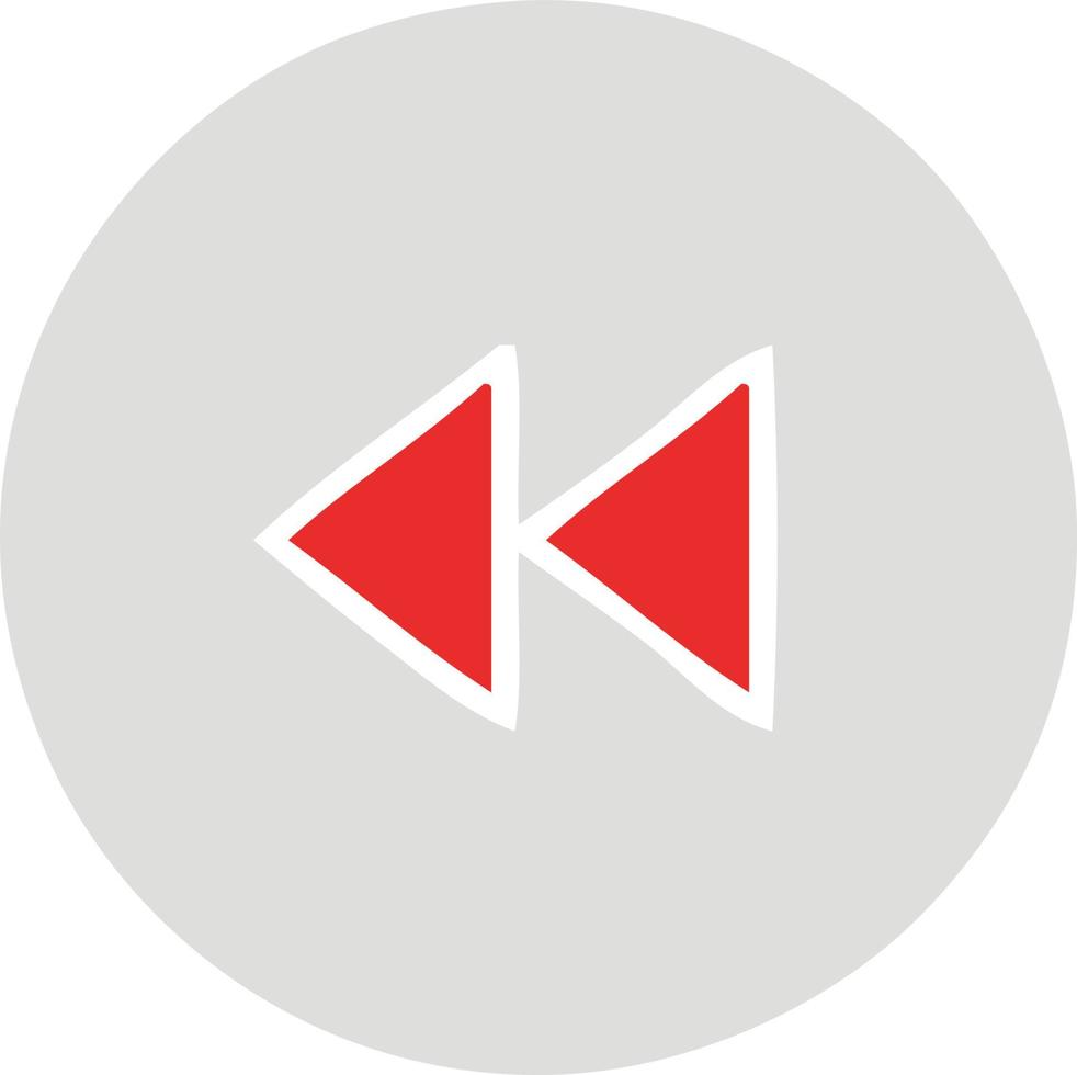 flat color retro cartoon rewind button vector