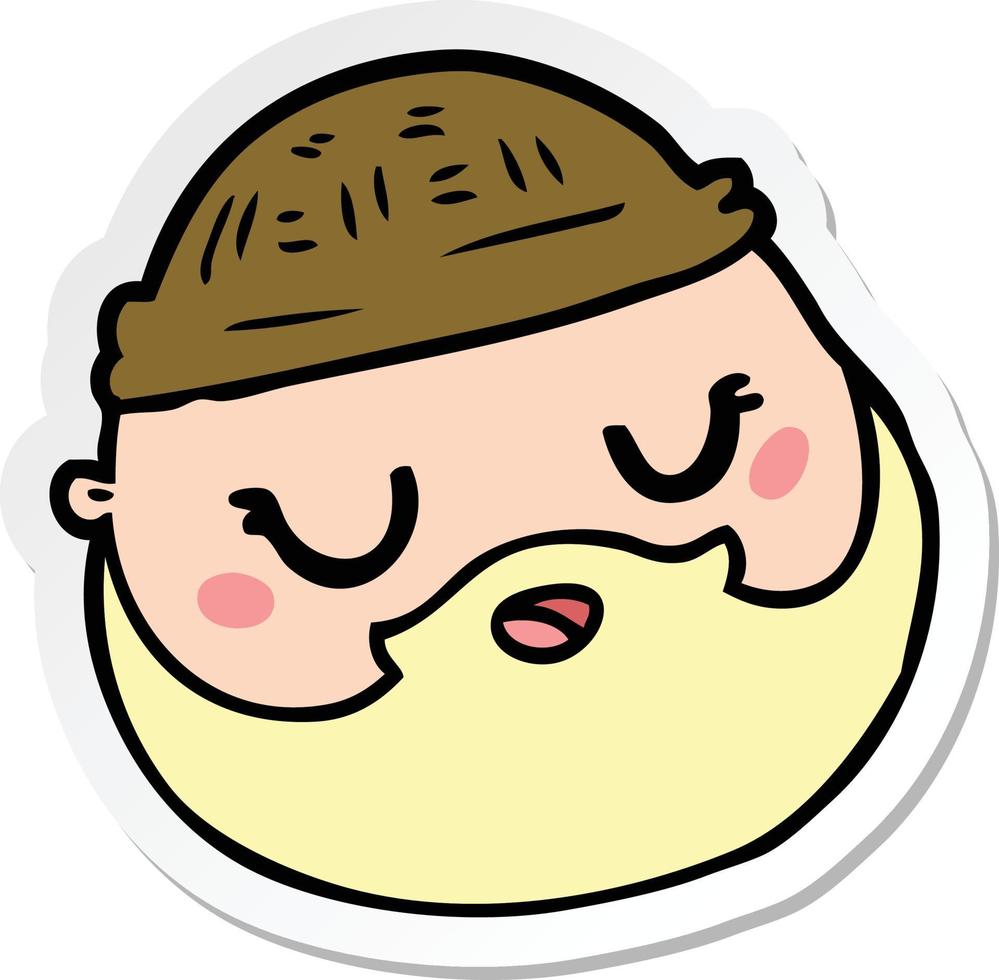 sticker of a cartoon male face with beard vector