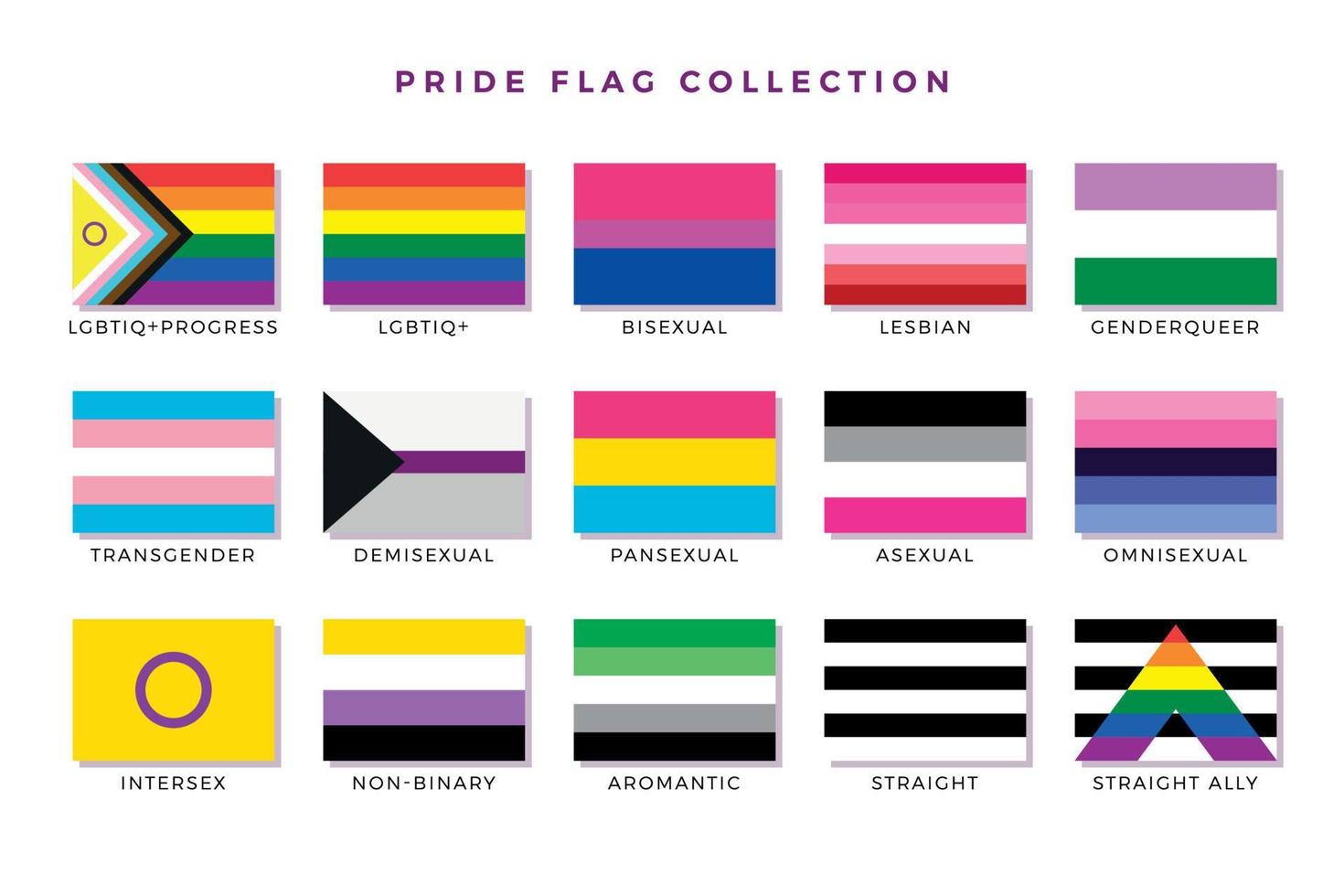 Flat pride flag collection vector