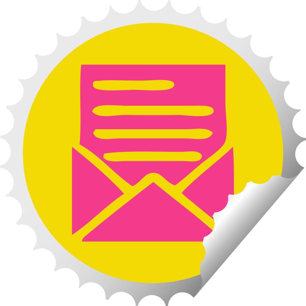 circular peeling sticker cartoon letter and envelope vector