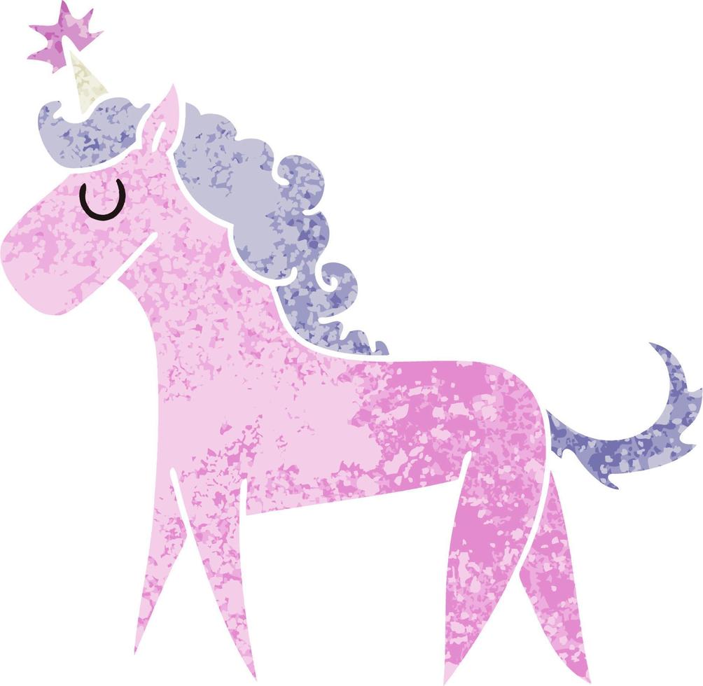 quirky retro illustration style cartoon unicorn vector