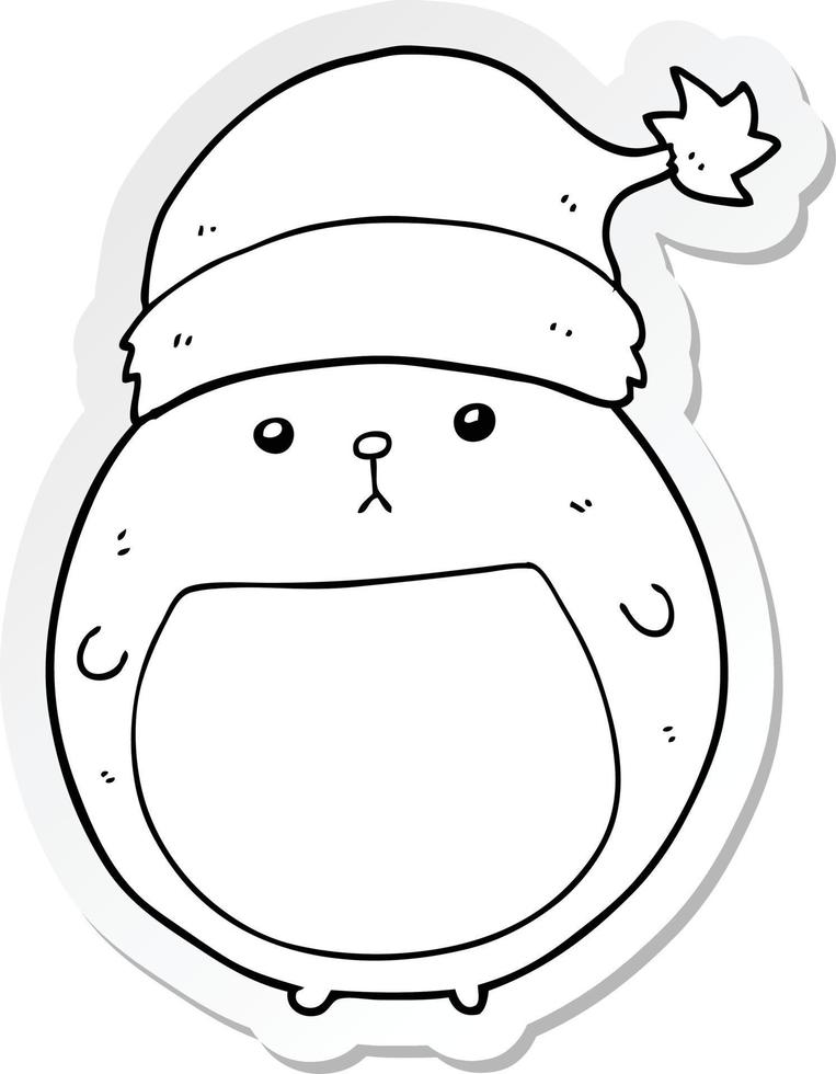 sticker of a cute cartoon christmas bear vector