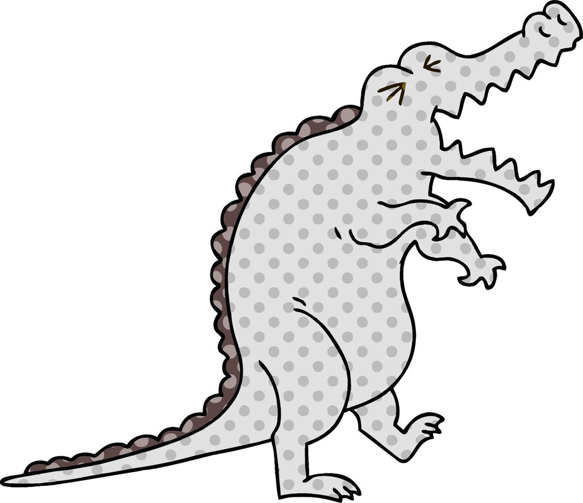 quirky comic book style cartoon crocodile vector