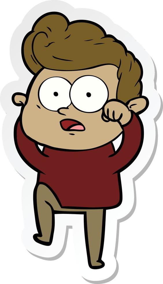 sticker of a cartoon staring man vector