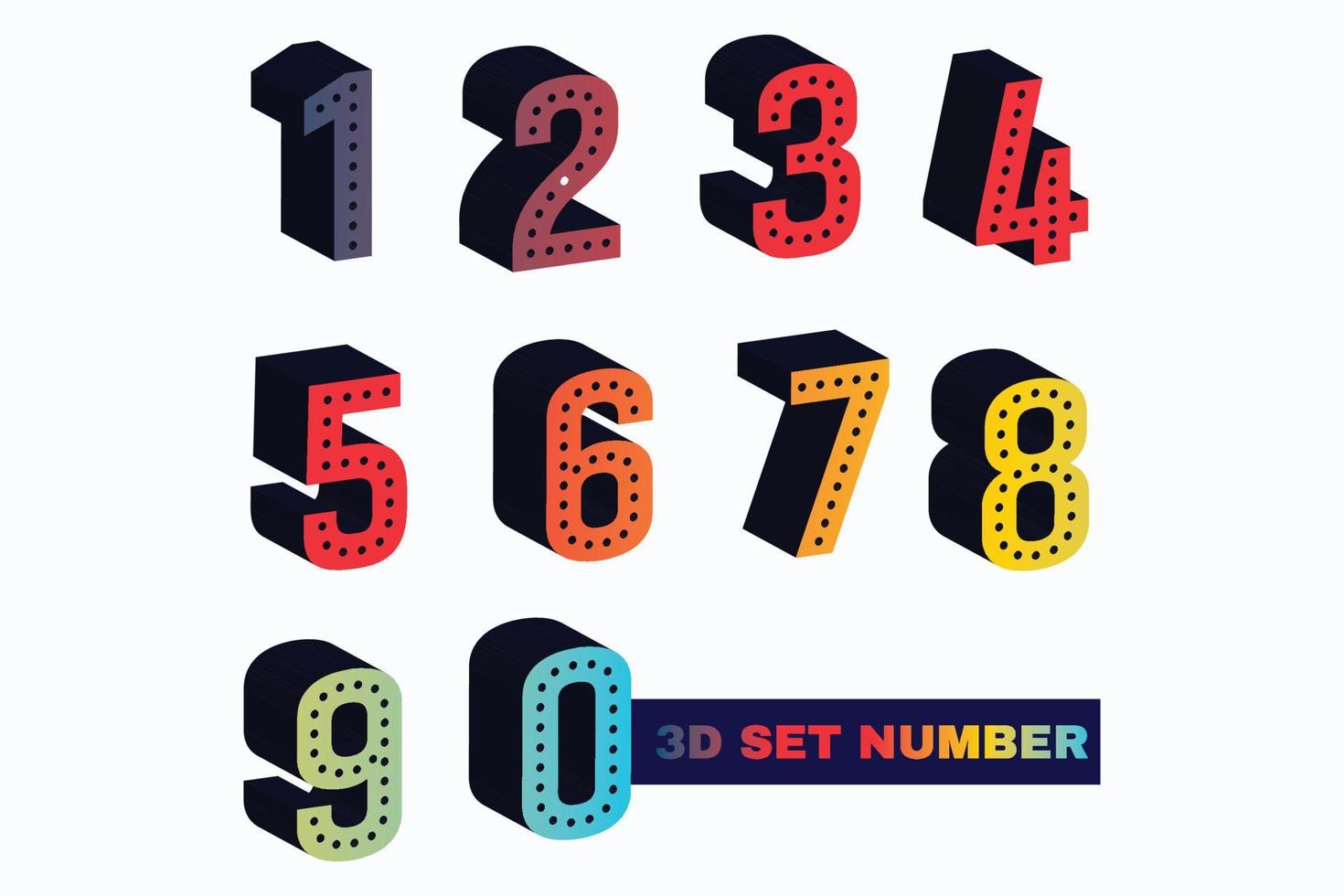 gradient 3d numbers vector set. 3d realistic characters. Decorative elements for banner, cover, birthday or anniversary party.