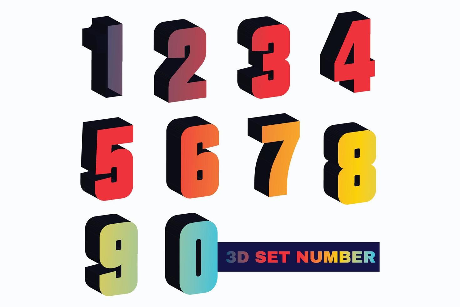 gradient 3d numbers vector set. 3d realistic characters. Decorative elements for banner, cover, birthday or anniversary party.