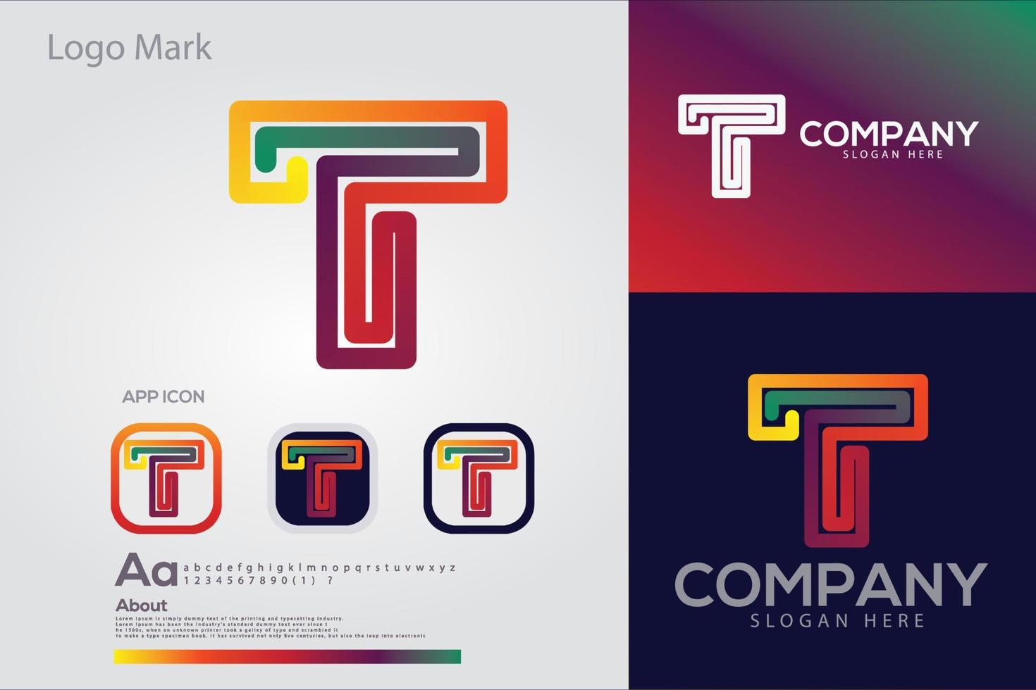 abstract letter T  logo vector