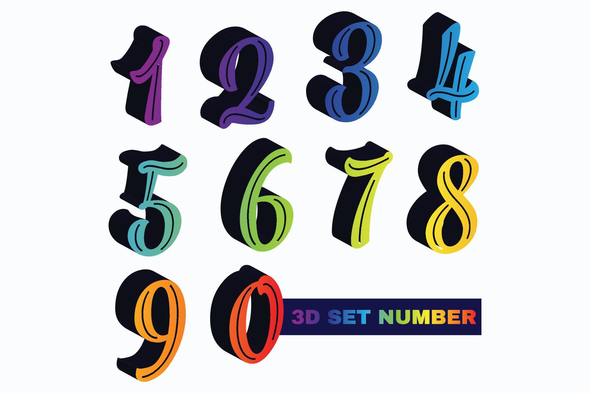 Gradient 3d Numbers Vector Set 3d Realistic Characters Decorative Gradient 3d Numbers Vector Set 3d Realistic Characters Decorative