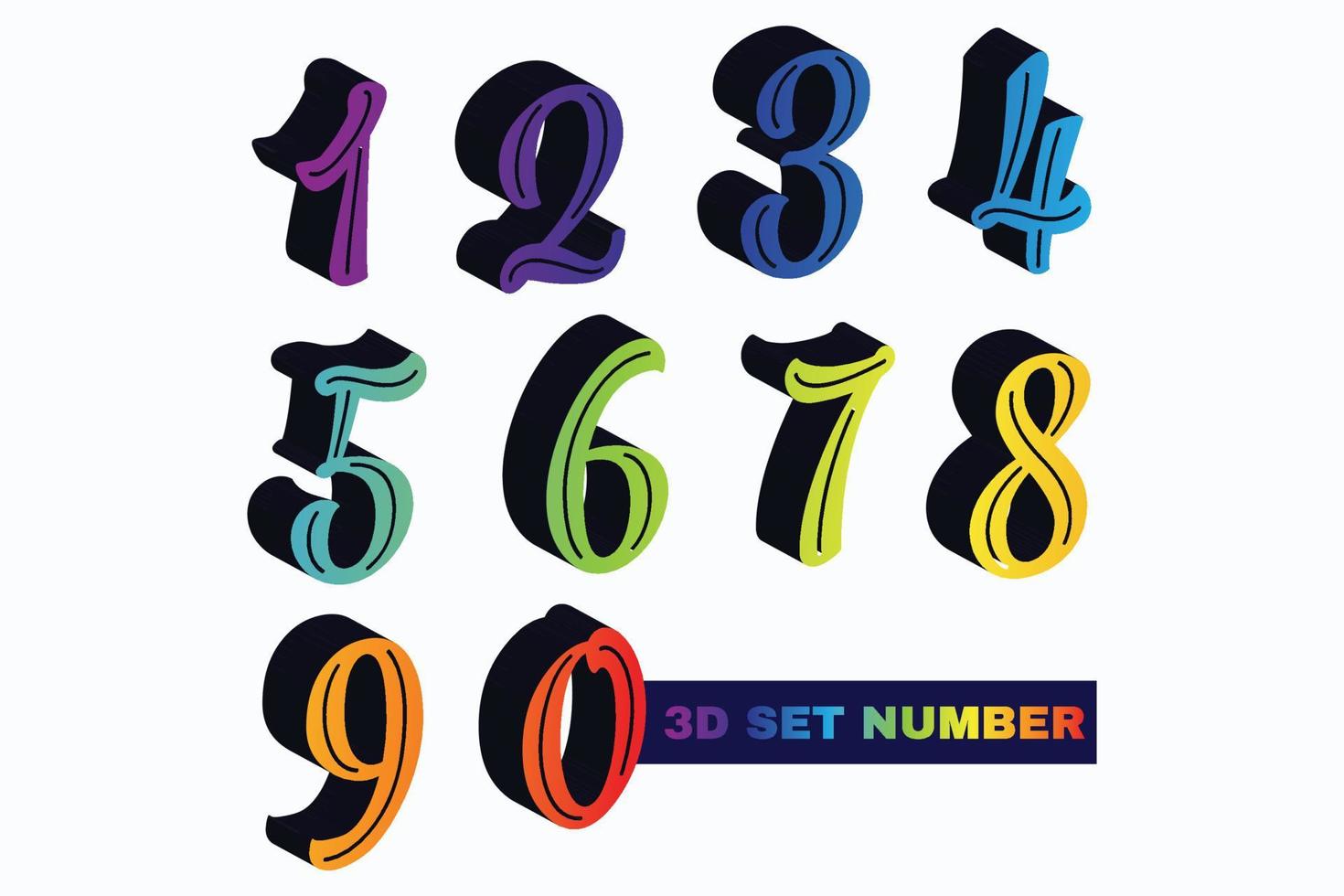 gradient 3d numbers vector set. 3d realistic characters. Decorative elements for banner, cover, birthday or anniversary party.