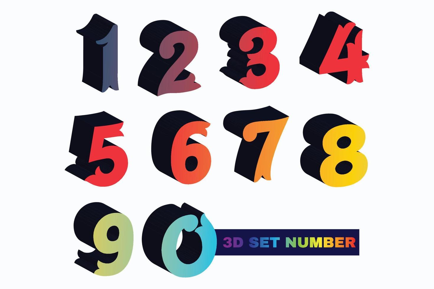 gradient 3d numbers vector set. 3d realistic characters. Decorative elements for banner, cover, birthday or anniversary party.