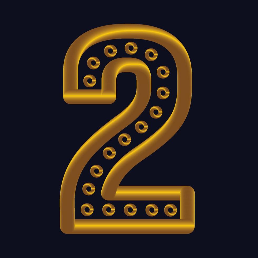 Gold 3d numbers. Symbol set. Vector illustration