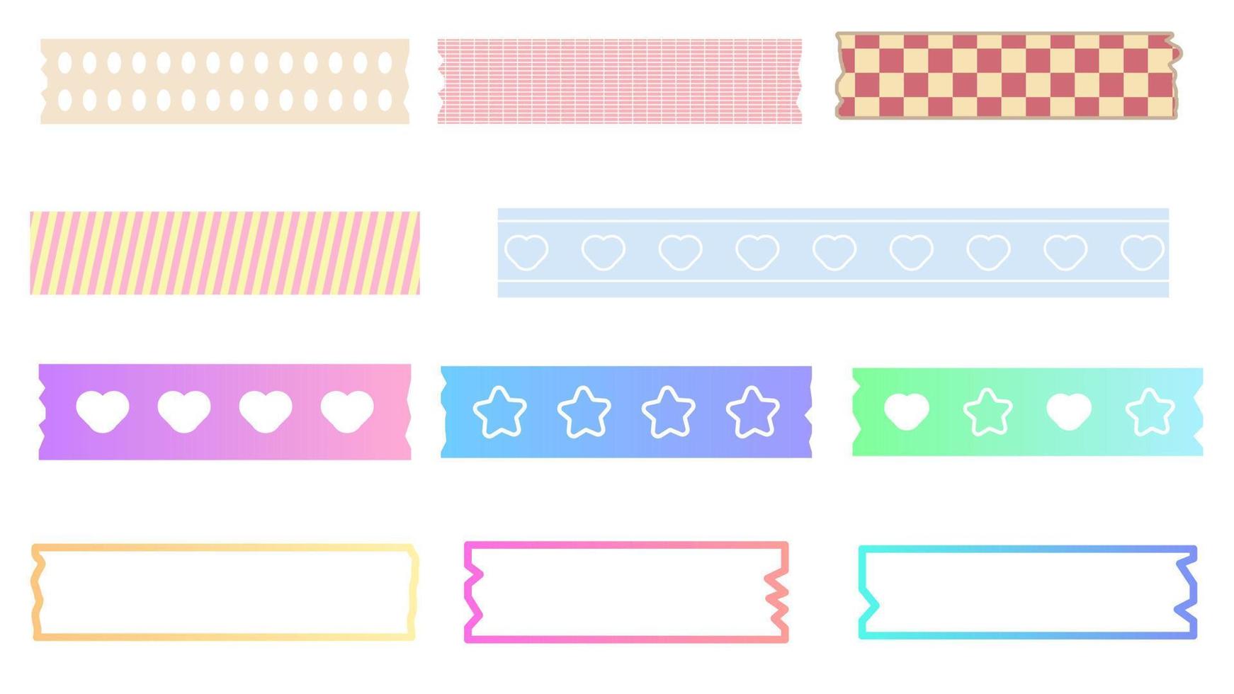 collection set of the cute masking tape, washi tape for the planner,  journal, to do list, and checklist paper. cute and simple for your design  10567728 Vector Art at Vecteezy