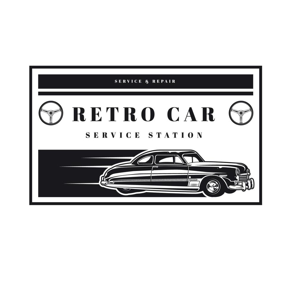 diseño de logotipo de placa de coche retro vector