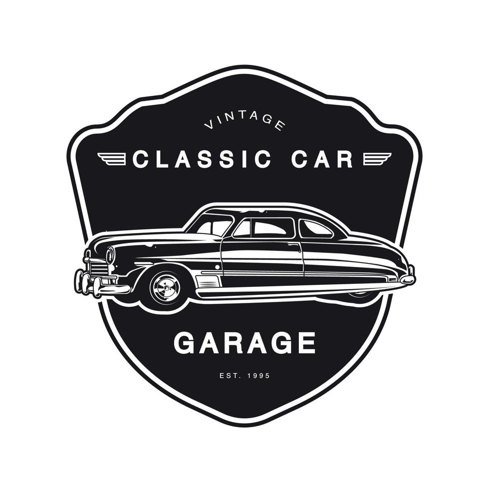 logotipo de placa de coche retro y clásico vintage vector