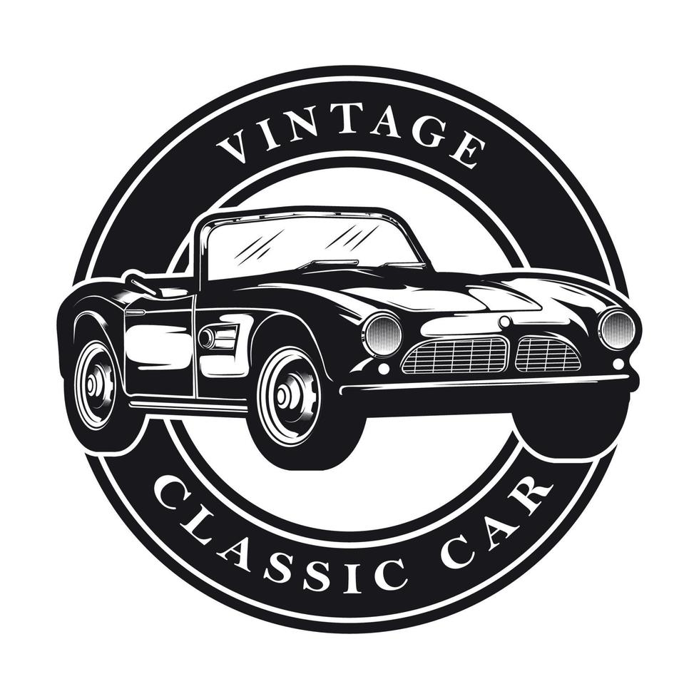 logotipo de la insignia del coche clásico vintage vector